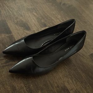 Nine West Soft Leather Black Kitty Heels